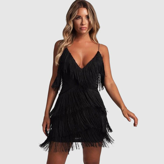 Women's Black Mini Dress Bodycon Stretch Polyester-2