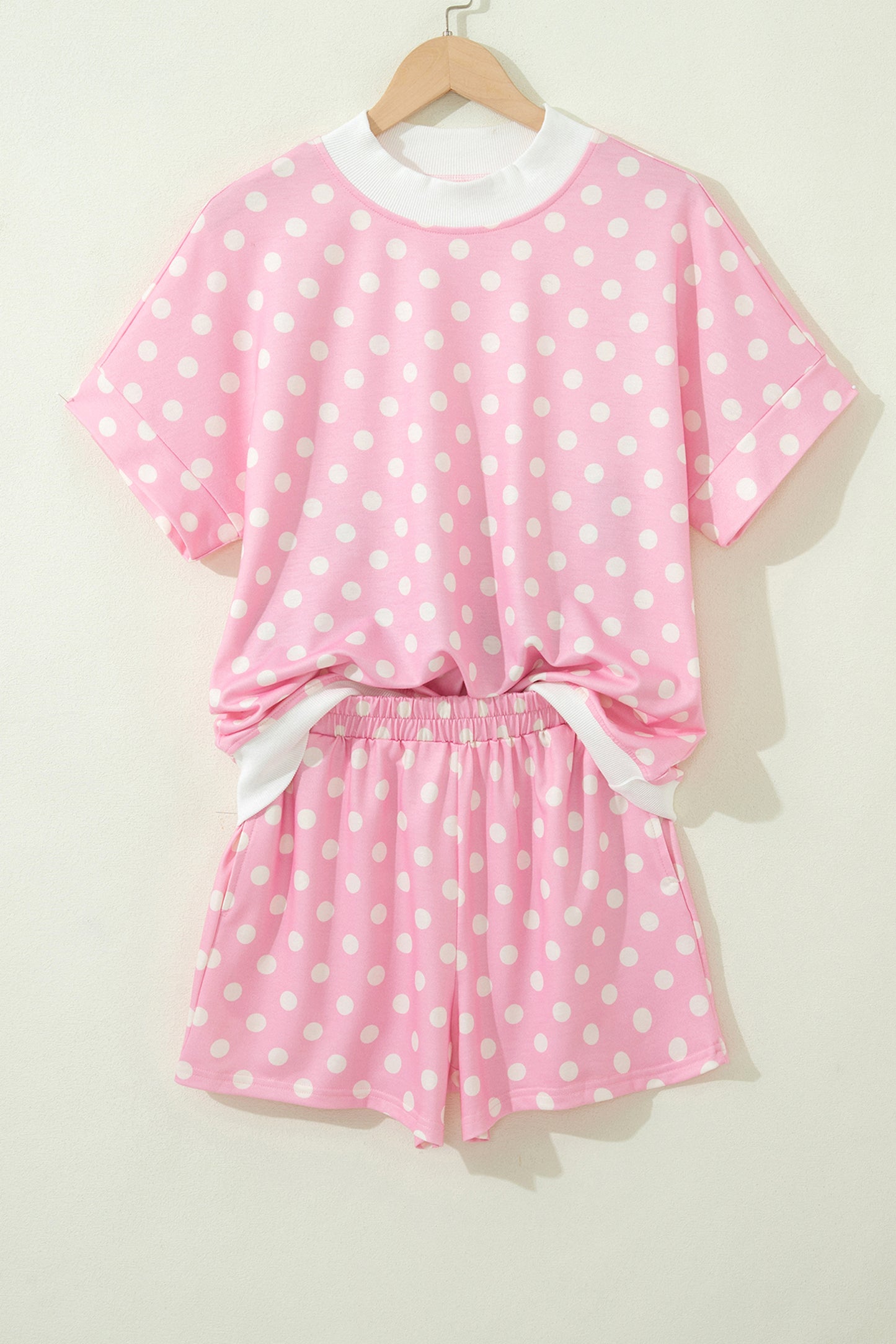 Women's Polka Dot Mock Neck Short Set - View 3 | Hensley London