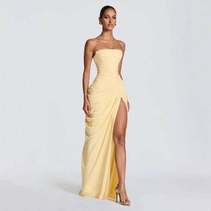 Women's Long Sleeve Suspender Maxi Dress - View 11 | Hensley London