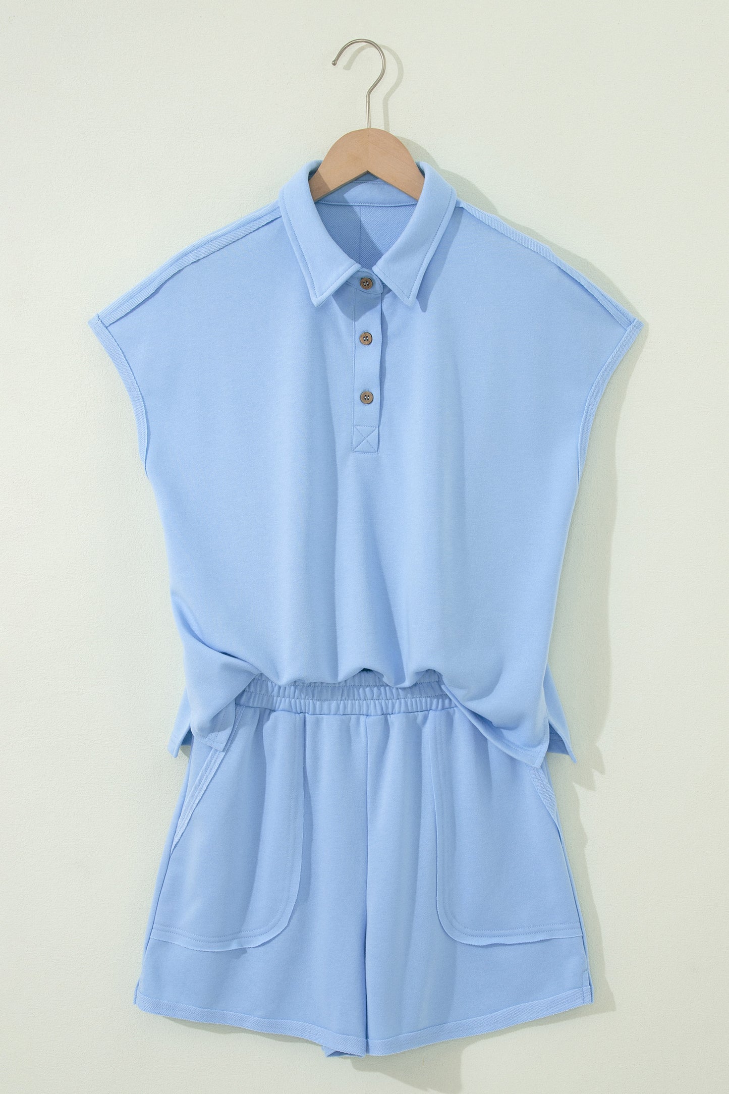 Women's Loose Polo Tee and Shorts Set - View 9 | Hensley London