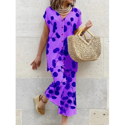 Variant image for Women's Long Dress Green Rayon Blend Botanical Print-49