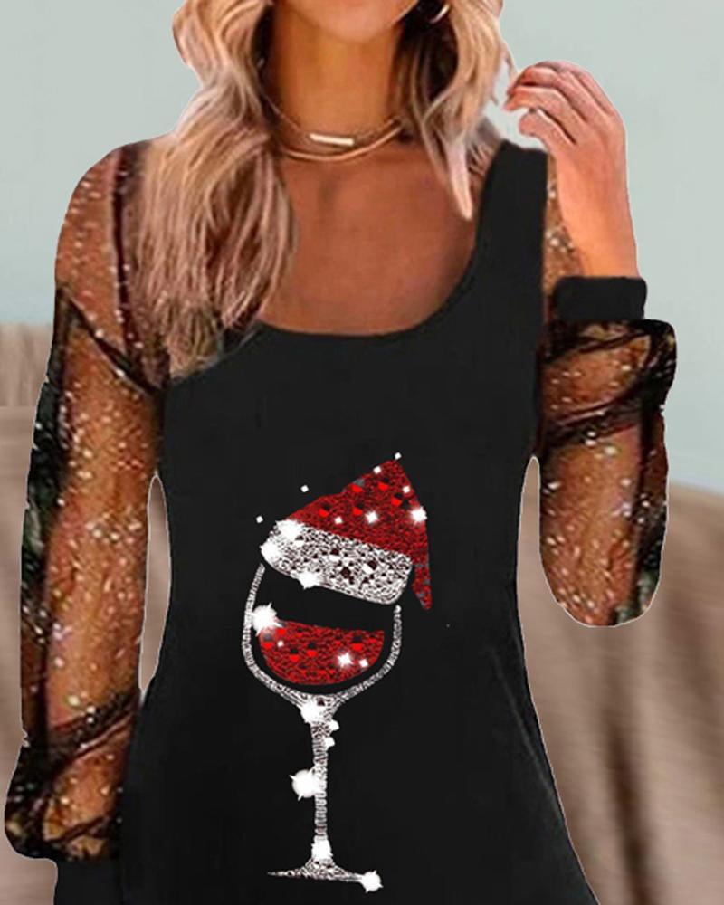 Women's Cocktail Dress Wine Glass Print Polyester 5