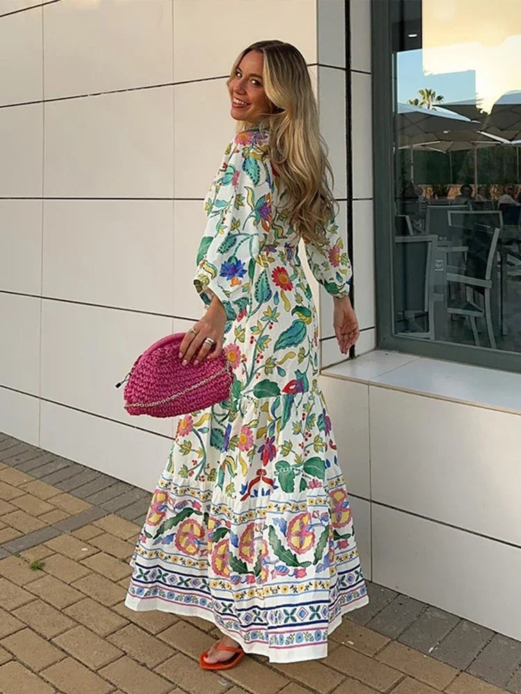 Women's Maxi Dress Floral Rayon Blend Bohemian Style-4