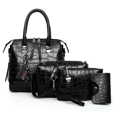 Variant image for Women's 4-Piece Bag Set Black One Size Faux Leather-2