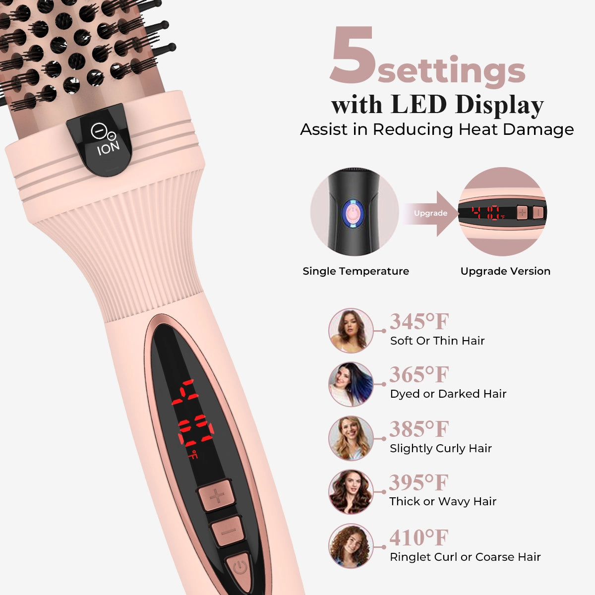 3-in-1 Hair Styling Tool Blow Dryer Thermal Brush Negative Ion Technology - 5