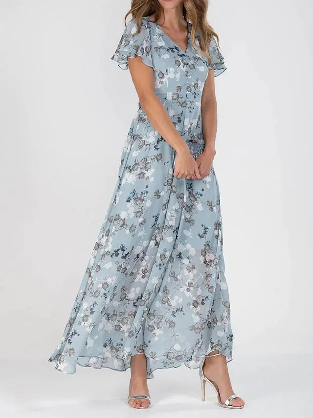 Variant image for Women's Maxi Dress Floral Print Size M Chiffon-1