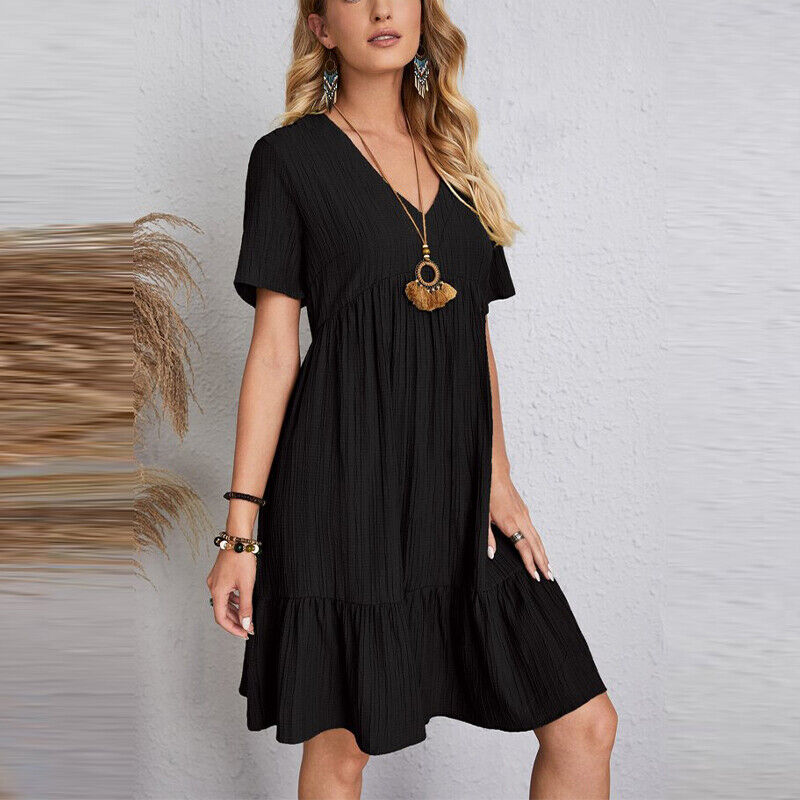 Women's A-Line Dress Blue Polyester Summer Casual 3