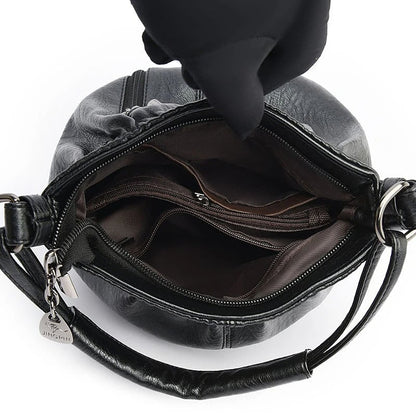 Women's Black Shoulder Bag One Size Soft Material-6