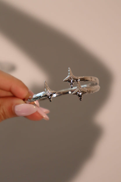 Unisex Bracelet Silver Zirconia Diamonds 3 in 1 Stretchable Design - 1