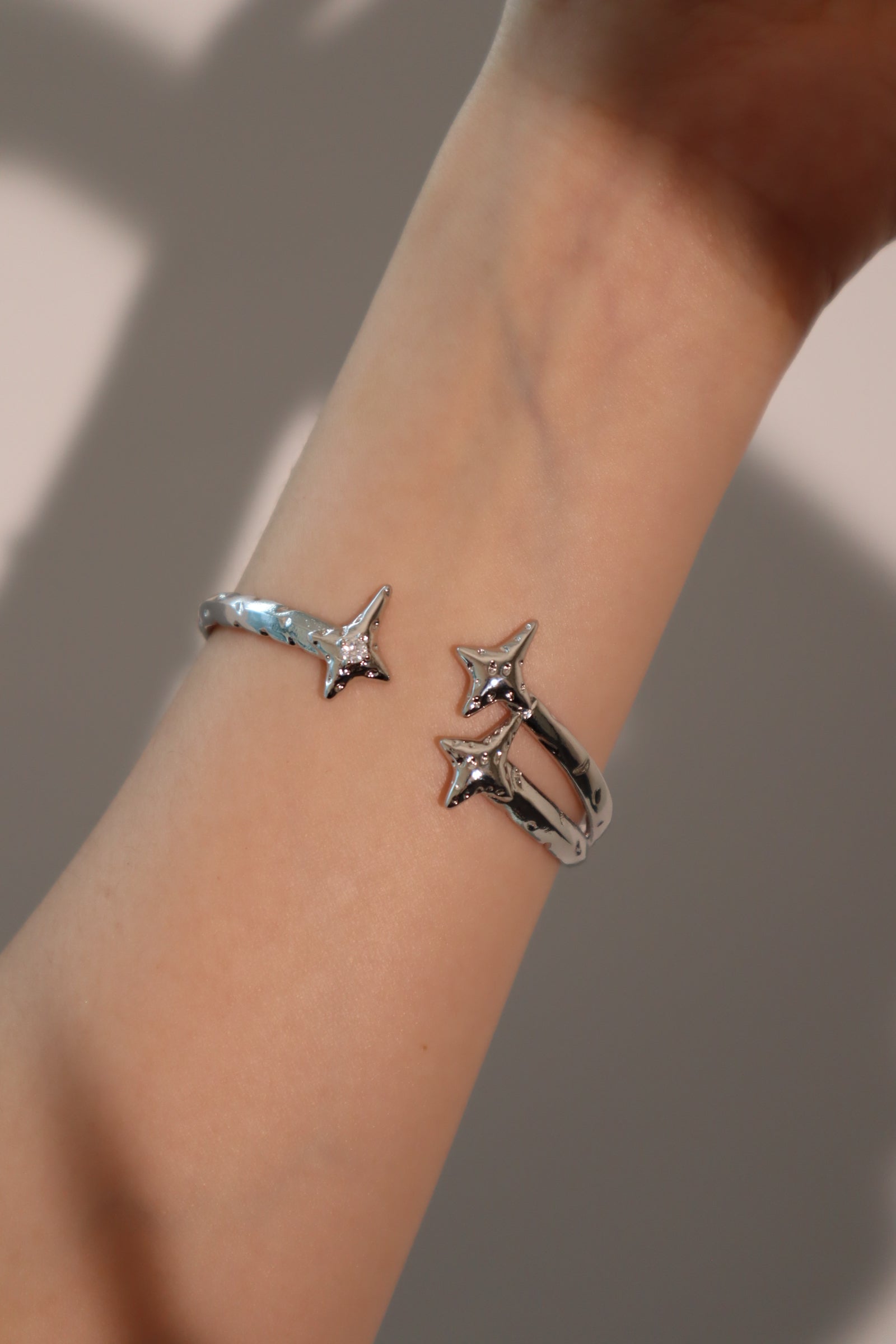 Unisex Bracelet Silver Zirconia Diamonds 3 in 1 Stretchable Design - 2