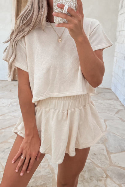 Women's Cropped Tee and Ruffle Skort Set - View 4 | Hensley London