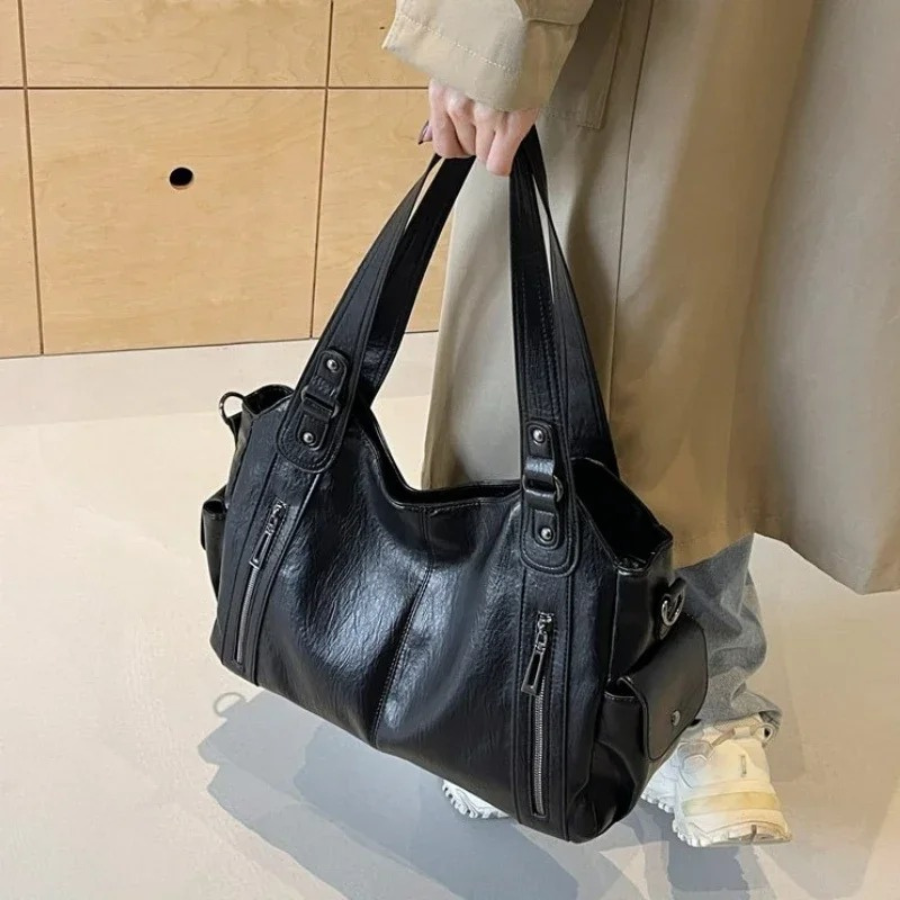 Women's Shoulder Bag Black Medium Faux Leather-6