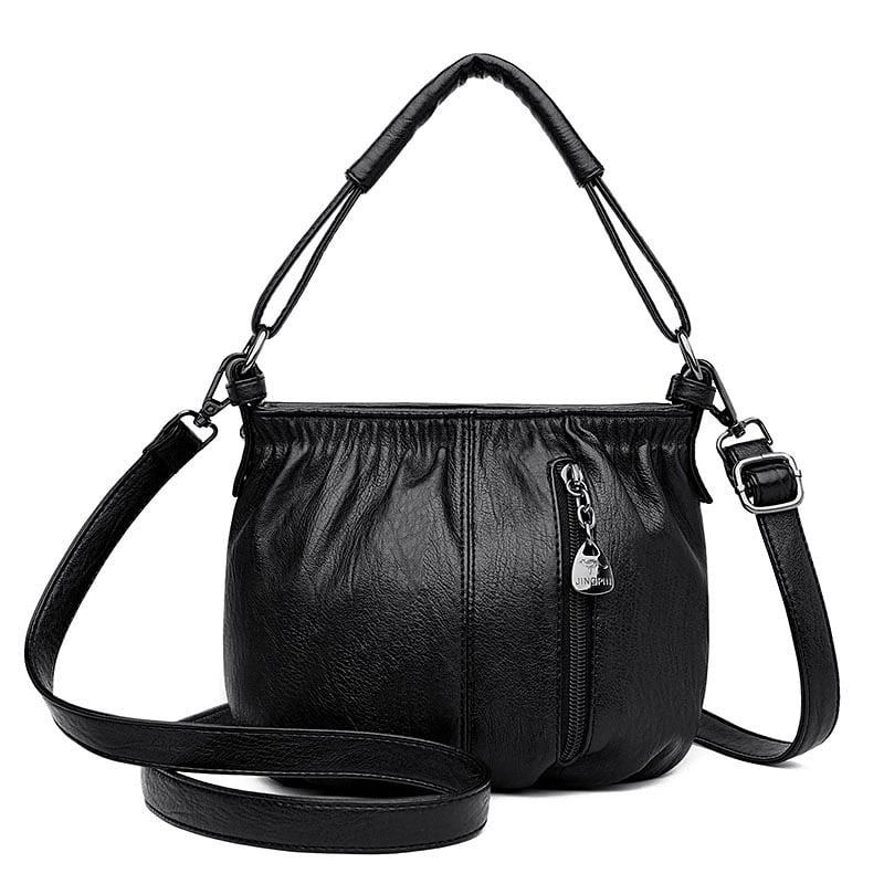 Women's Black Shoulder Bag One Size Soft Material-5