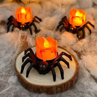 Halloween Spider Candle Lamp Orange Plastic LED 9
