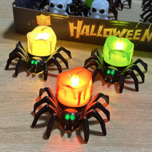 Halloween Spider Candle Lamp Orange Plastic LED 1