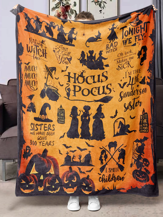 Halloween Flannel Blanket Black Geometric Polyester Multi-Size 1