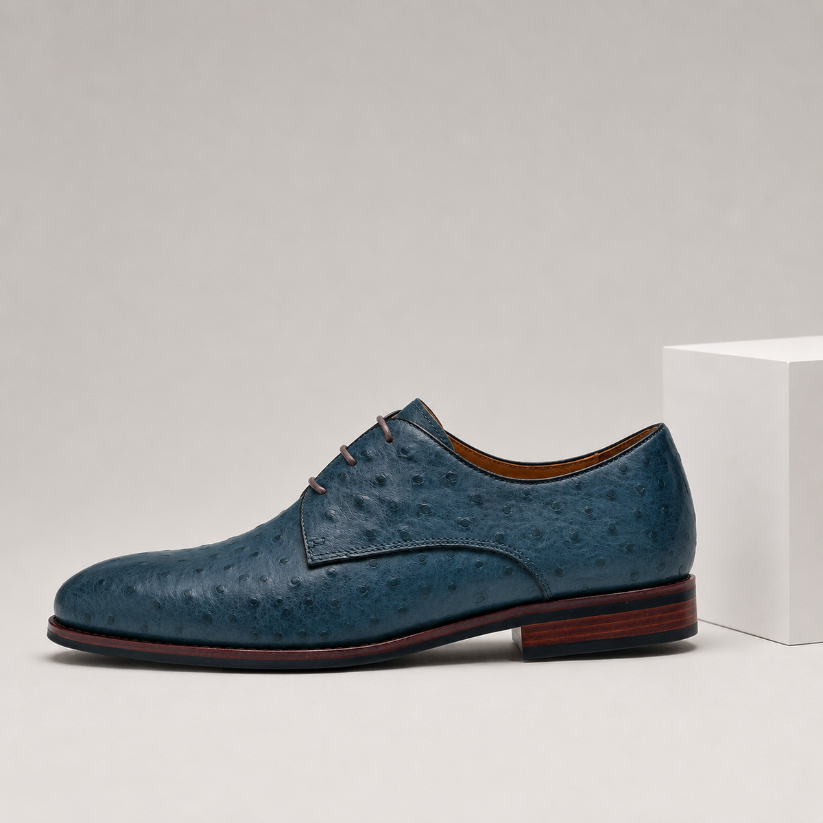 Men's Textured Leather Derby Dress Shoes in Blue - additional view 11 | Hensley London