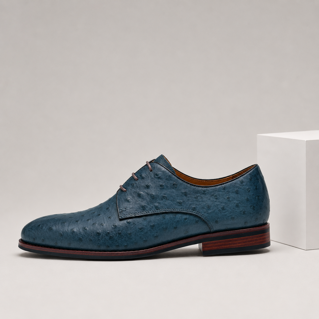 Men's Textured Leather Derby Dress Shoes in Blue - additional view 11 | Hensley London