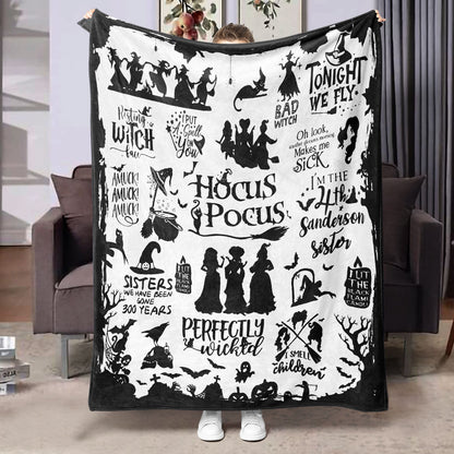 Halloween Flannel Blanket Black Geometric Polyester Multi-Size 36