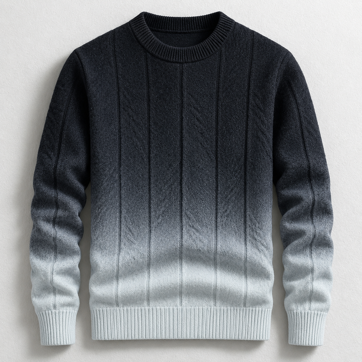 Men's Textured Ombre Crew-Neck Jumper in Black – front product view | Hensley London