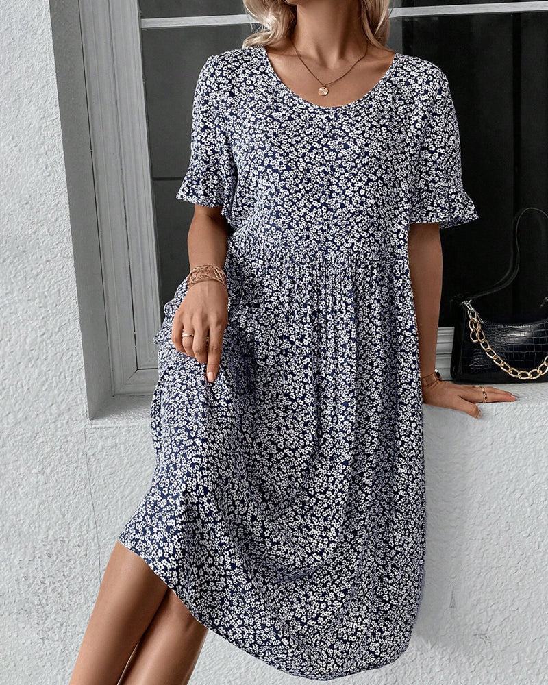 Women's Floral Dress White Polyester Summer 5