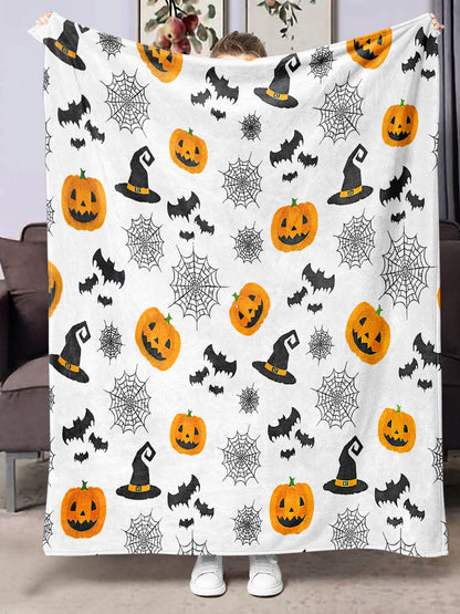 Halloween Flannel Blanket Black Geometric Polyester Multi-Size 4