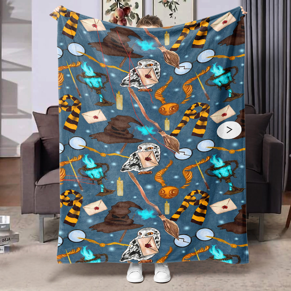 Halloween Flannel Blanket Black Geometric Polyester Multi-Size 64