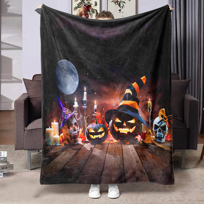 Halloween Flannel Blanket Black Geometric Polyester Multi-Size 70