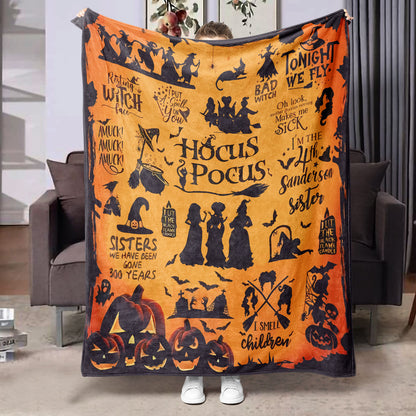 Halloween Flannel Blanket Black Geometric Polyester Multi-Size 39