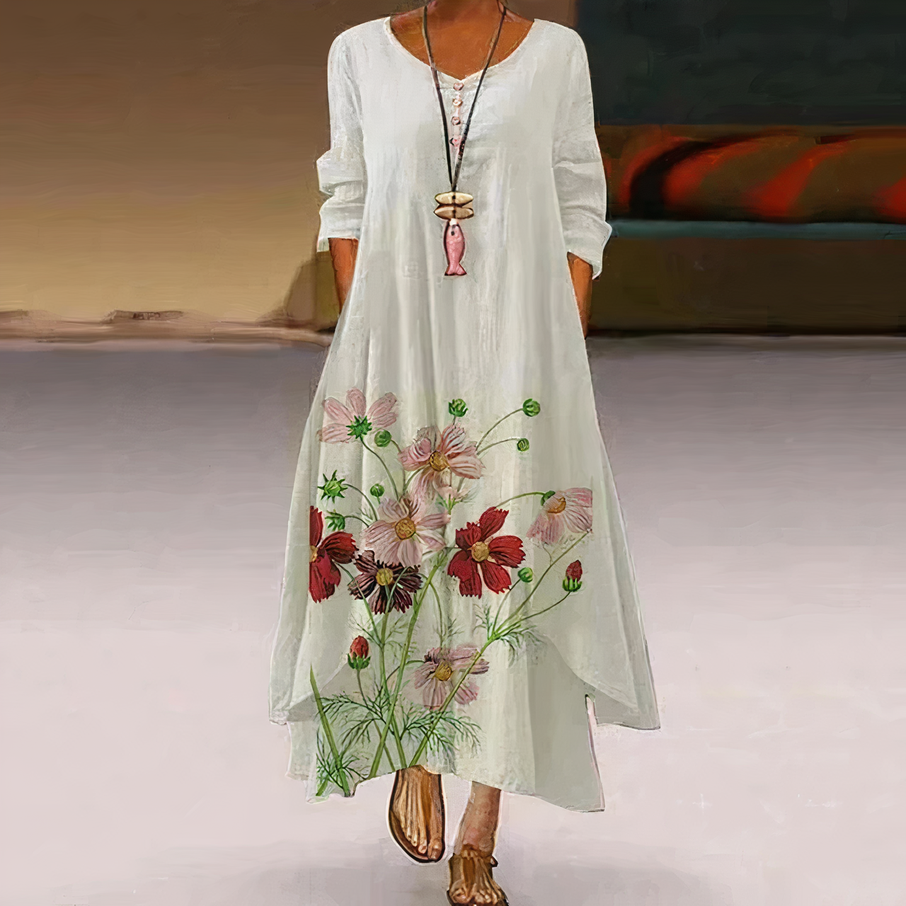 Women's A-Line Dress Green Polyester All-Season 1