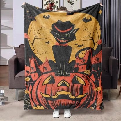 Halloween Flannel Blanket Black Geometric Polyester Multi-Size 26