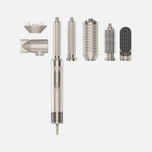 Professional Hair Styler Brush 8-in-1 Hot Air Tool Black Plastic - 1