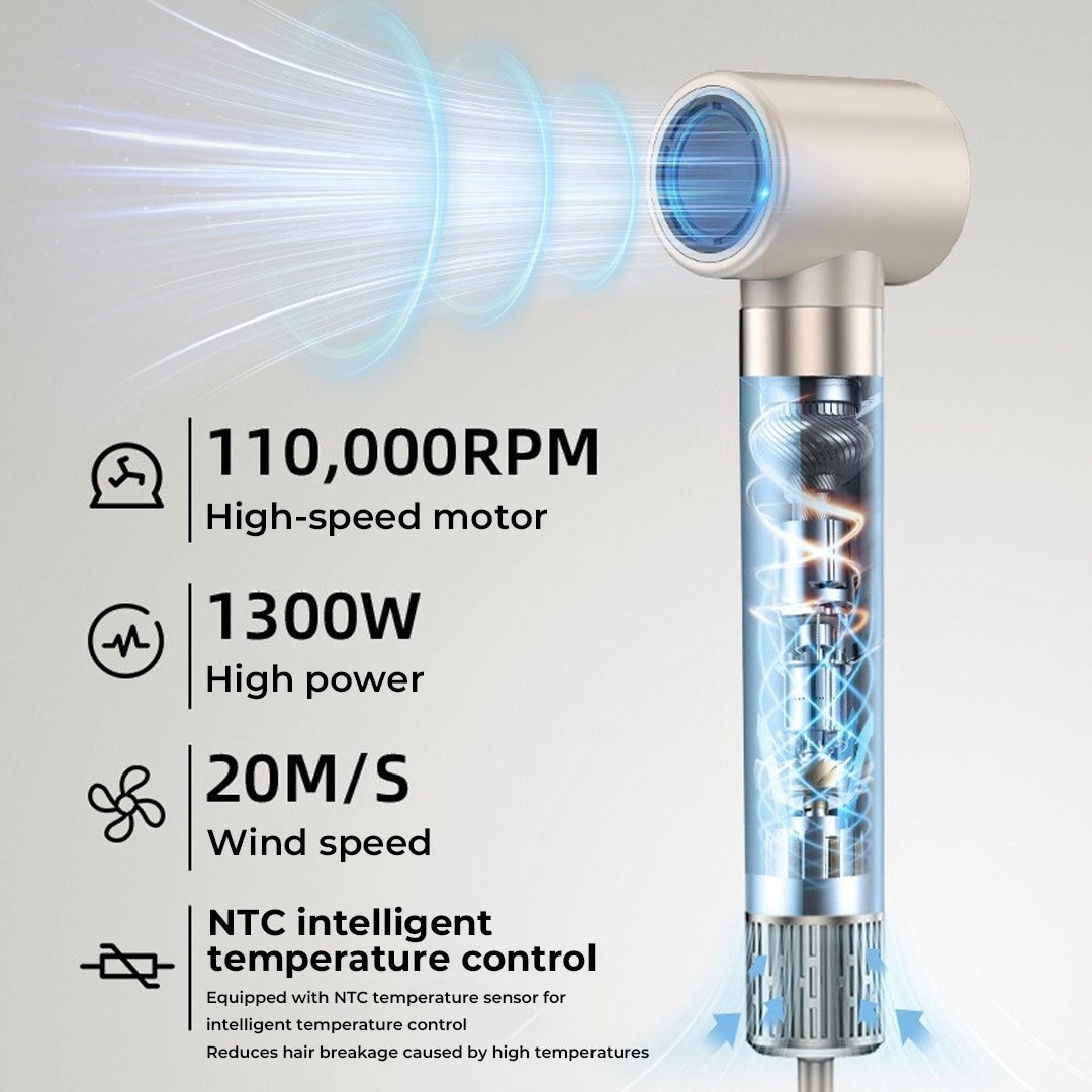 Professional Hair Styler Brush 8-in-1 Hot Air Tool Black Plastic - 2