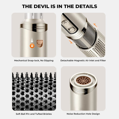 Professional Hair Styler Brush 8-in-1 Hot Air Tool Black Plastic - 4