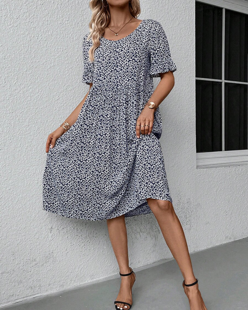 Women's Floral Dress White Polyester Summer 2