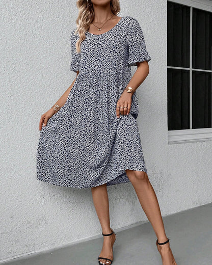Women's Floral Dress White Polyester Summer 2