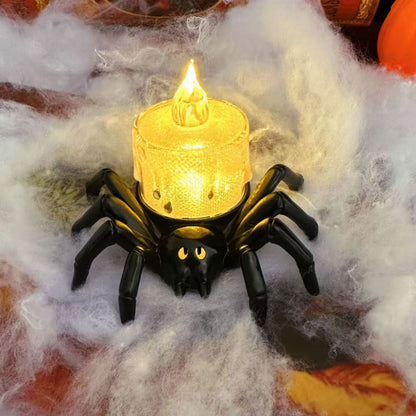 Halloween Spider Candle Lamp Orange Plastic LED 16