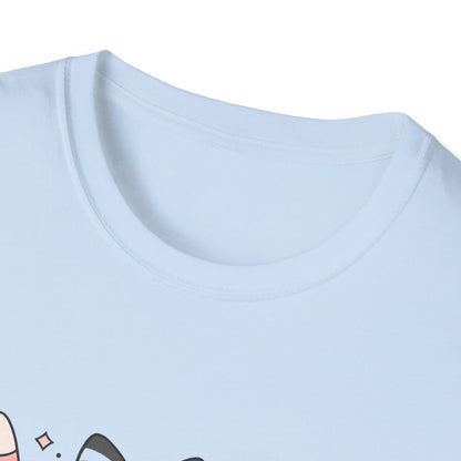 Halloween Themed Unisex Softstyle T-Shirt with Cute Bows and Ghosts, Spooky Shirt, Fall Fashion, Trick or Treat, Gift for Her