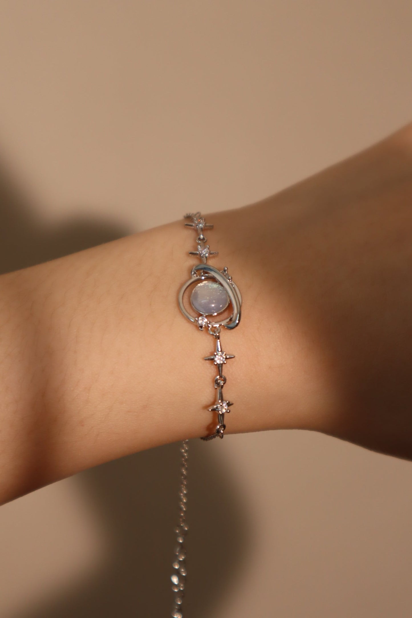 Unisex Bracelet Silver Moonstone Saturn Star Design - 6