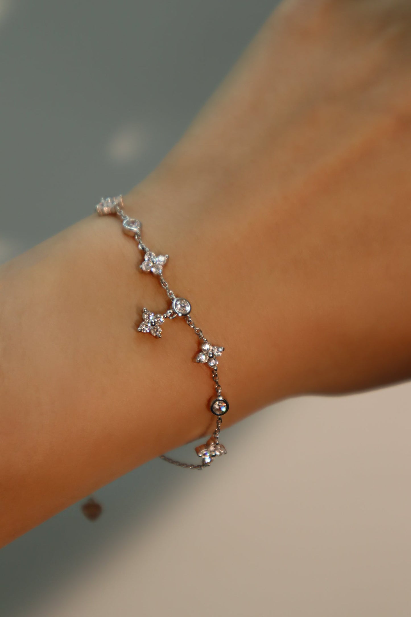 Unisex Bracelet Silver Zirconia Multi Lucky Leaf - 1