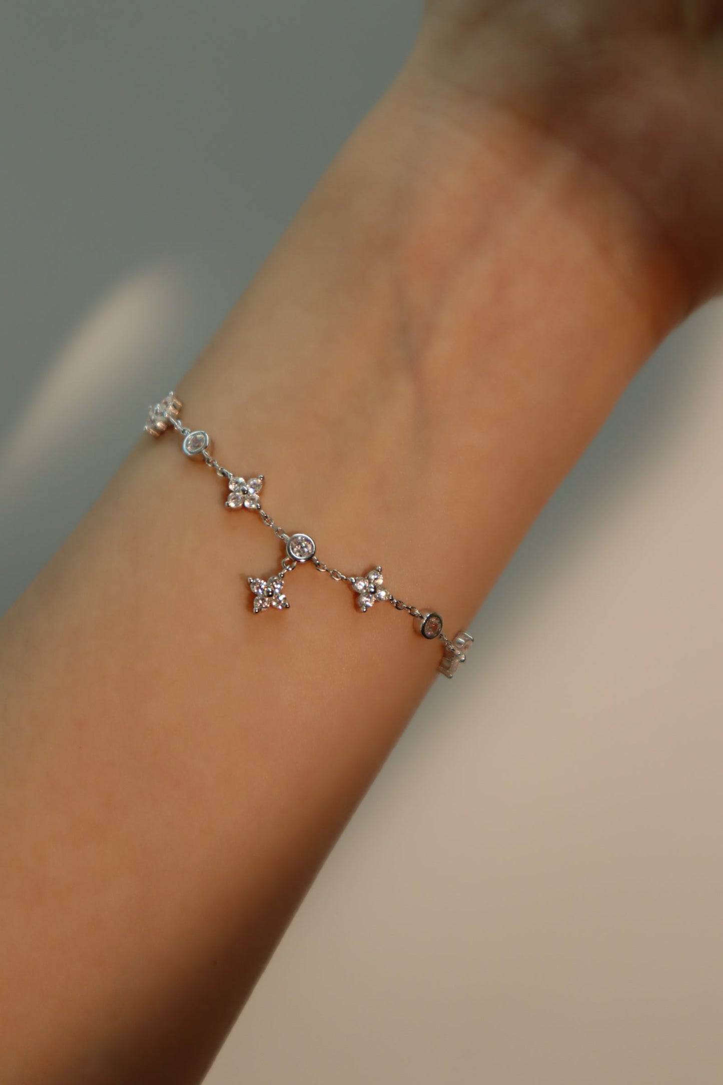 Unisex Bracelet Silver Zirconia Multi Lucky Leaf - 2