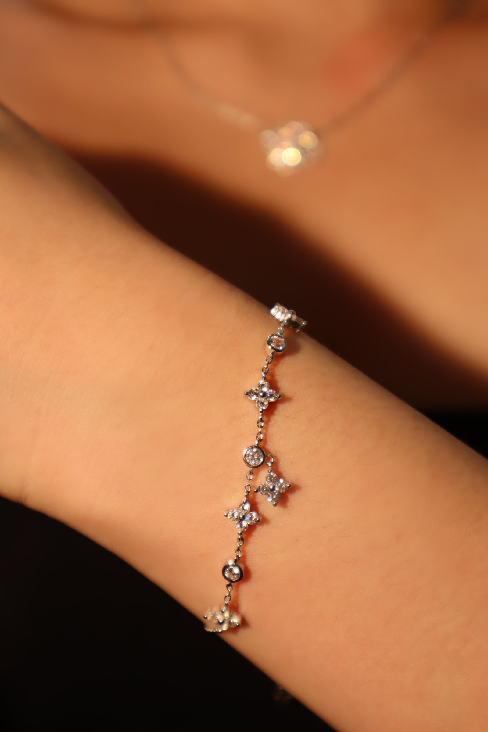 Unisex Bracelet Silver Zirconia Multi Lucky Leaf - 4