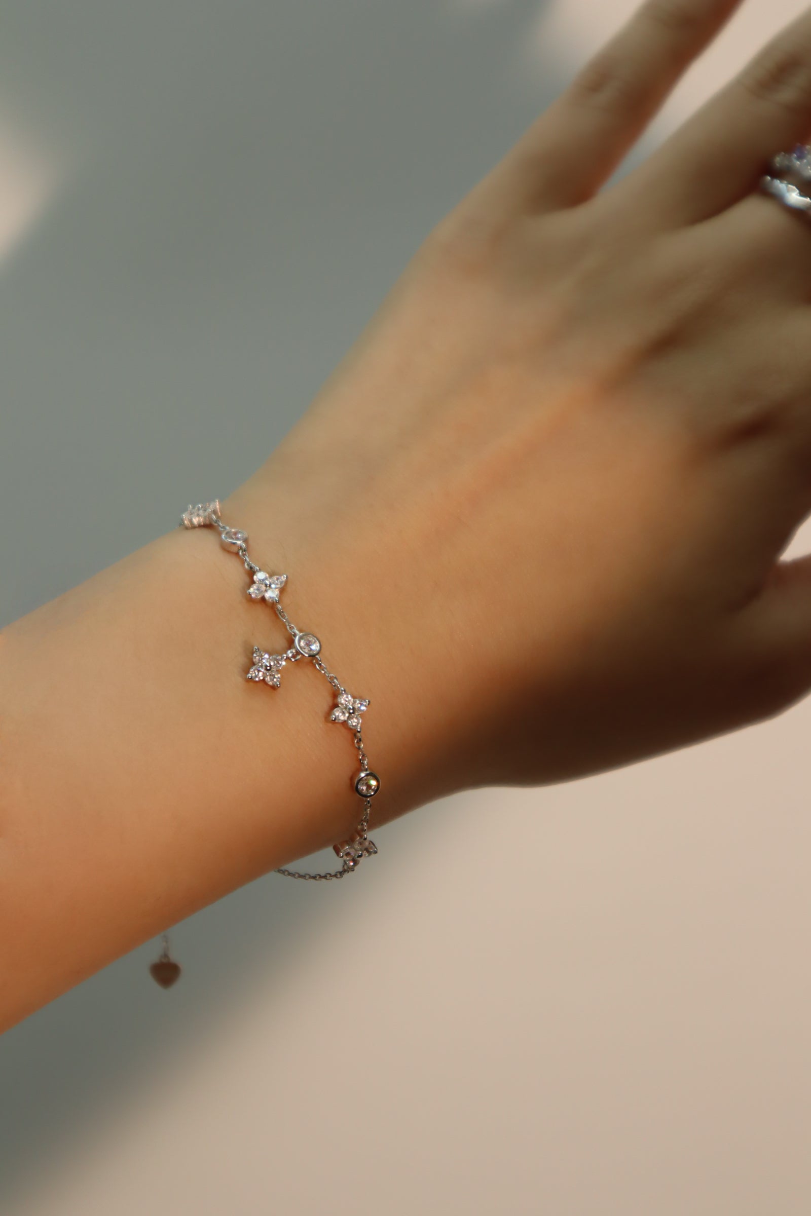 Unisex Bracelet Silver Zirconia Multi Lucky Leaf - 5