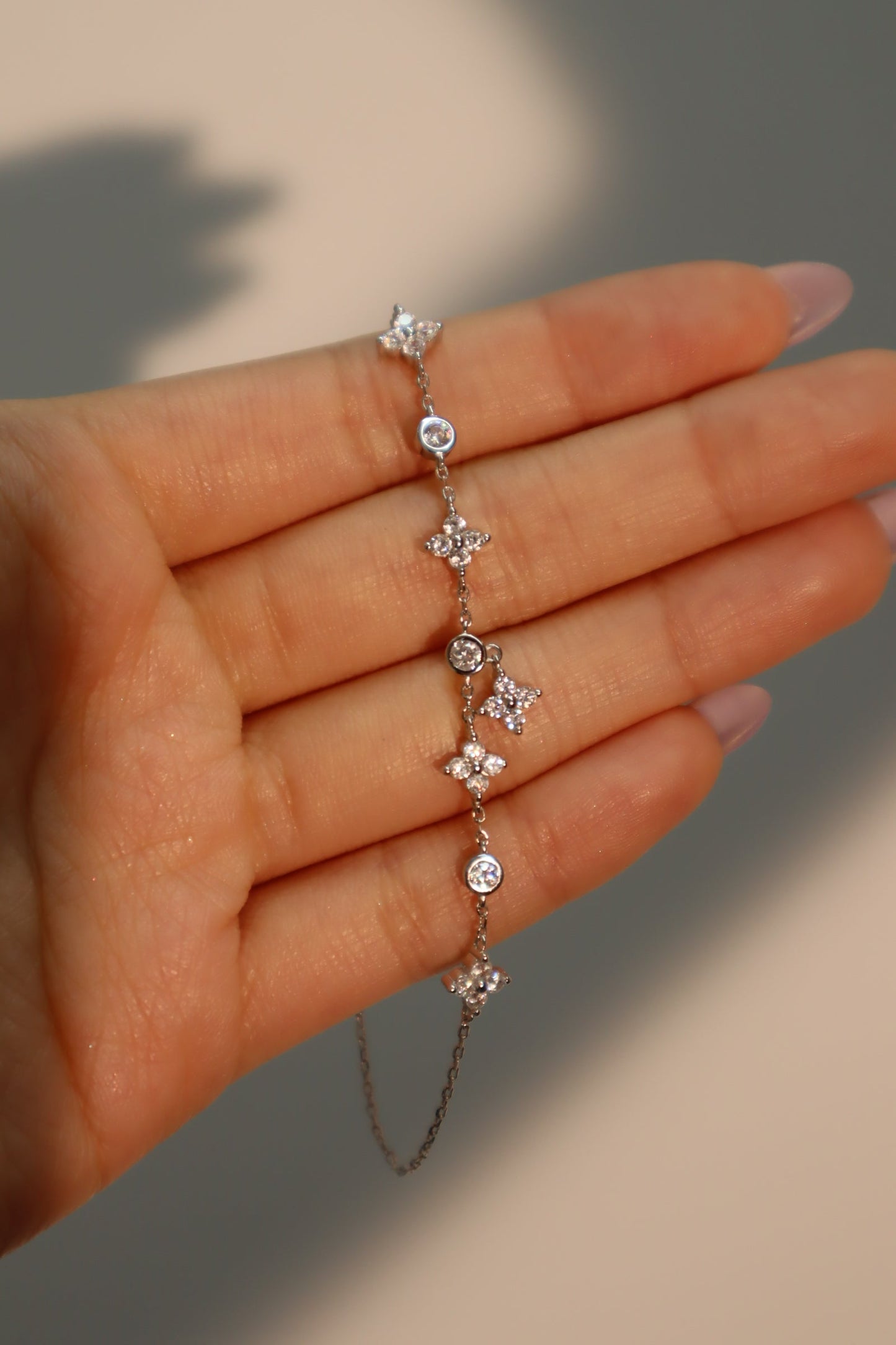 Unisex Bracelet Silver Zirconia Multi Lucky Leaf - 7