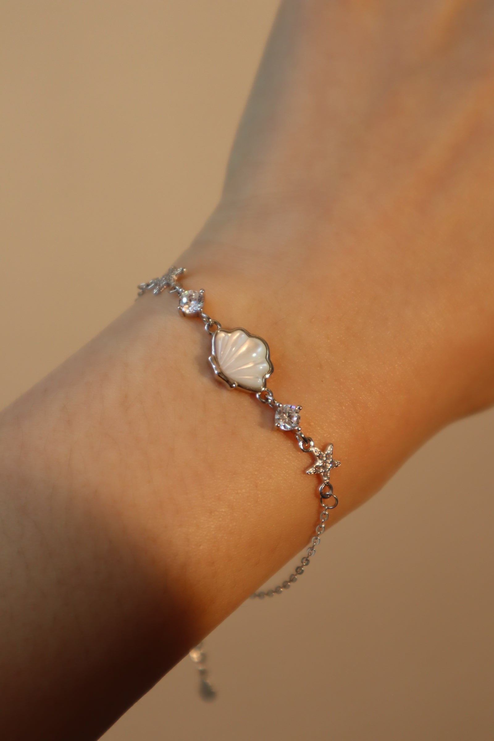 Unisex Bracelet Silver Sea Shell Zirconia Diamonds - 3