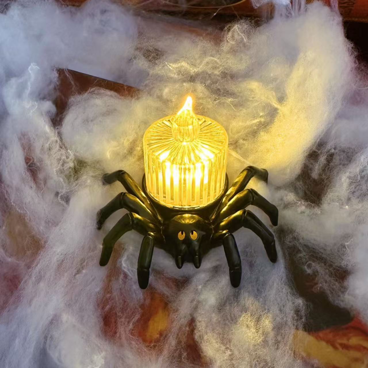 Halloween Spider Candle Lamp Orange Plastic LED 18