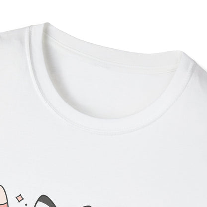Halloween Themed Unisex Softstyle T-Shirt with Cute Bows and Ghosts, Spooky Shirt, Fall Fashion, Trick or Treat, Gift for Her