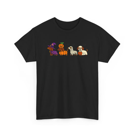 Halloween Pet Parade T-Shirt, Cute Animal Graphic Tee, Unisex Cotton Shirt for Halloween, Fall Festivities, Gift for Pet Lovers