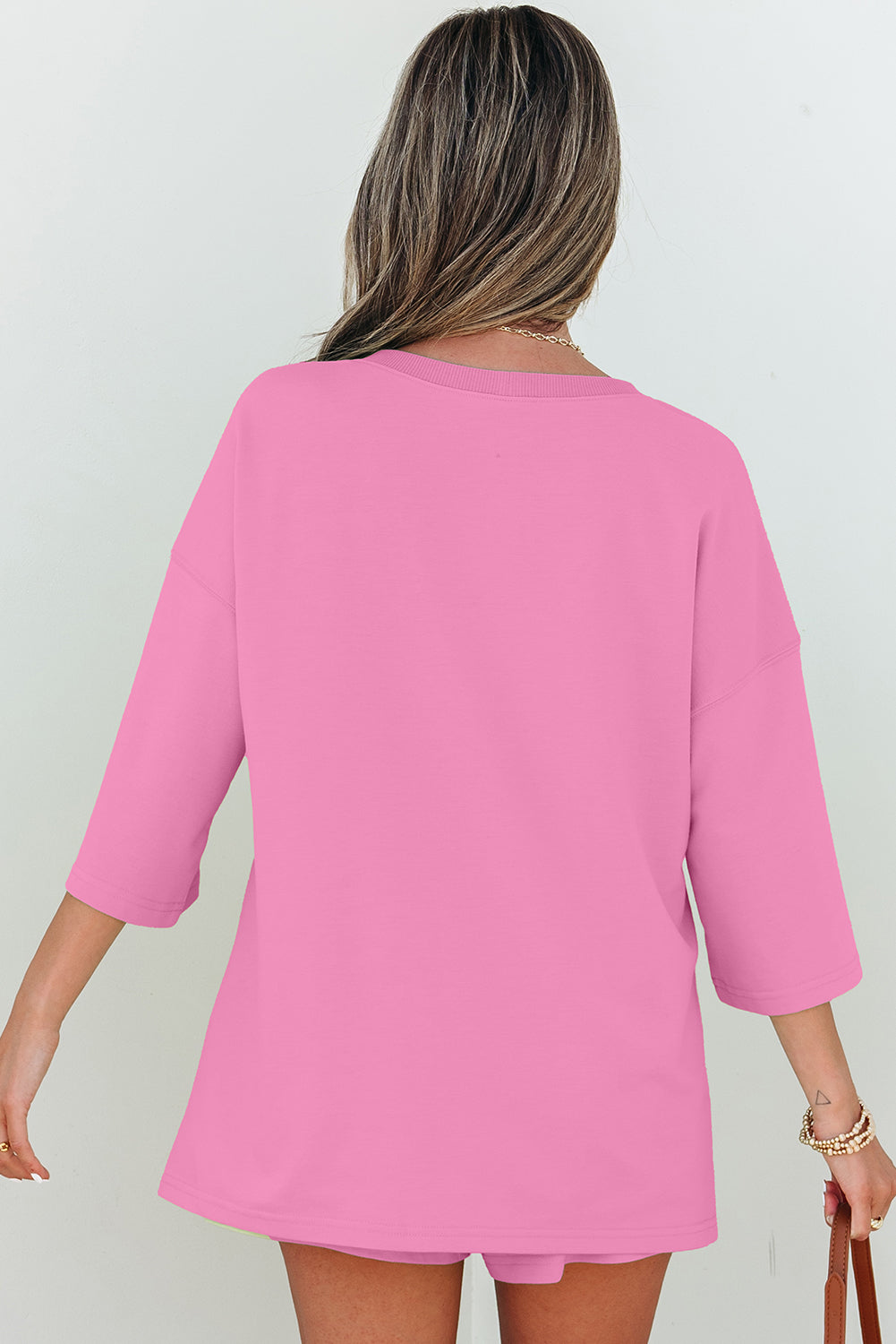 Women's V Neck Half Sleeve Tee and Shorts Set - View 5 | Hensley London
