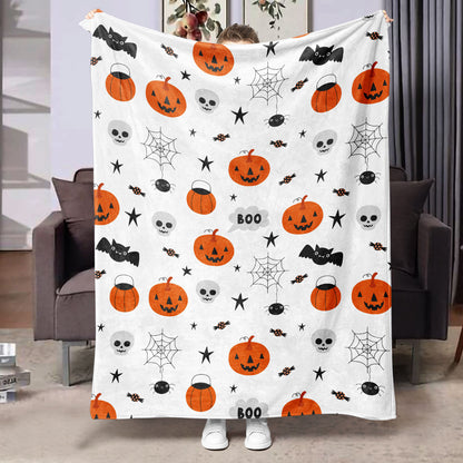 Halloween Flannel Blanket Black Geometric Polyester Multi-Size 21